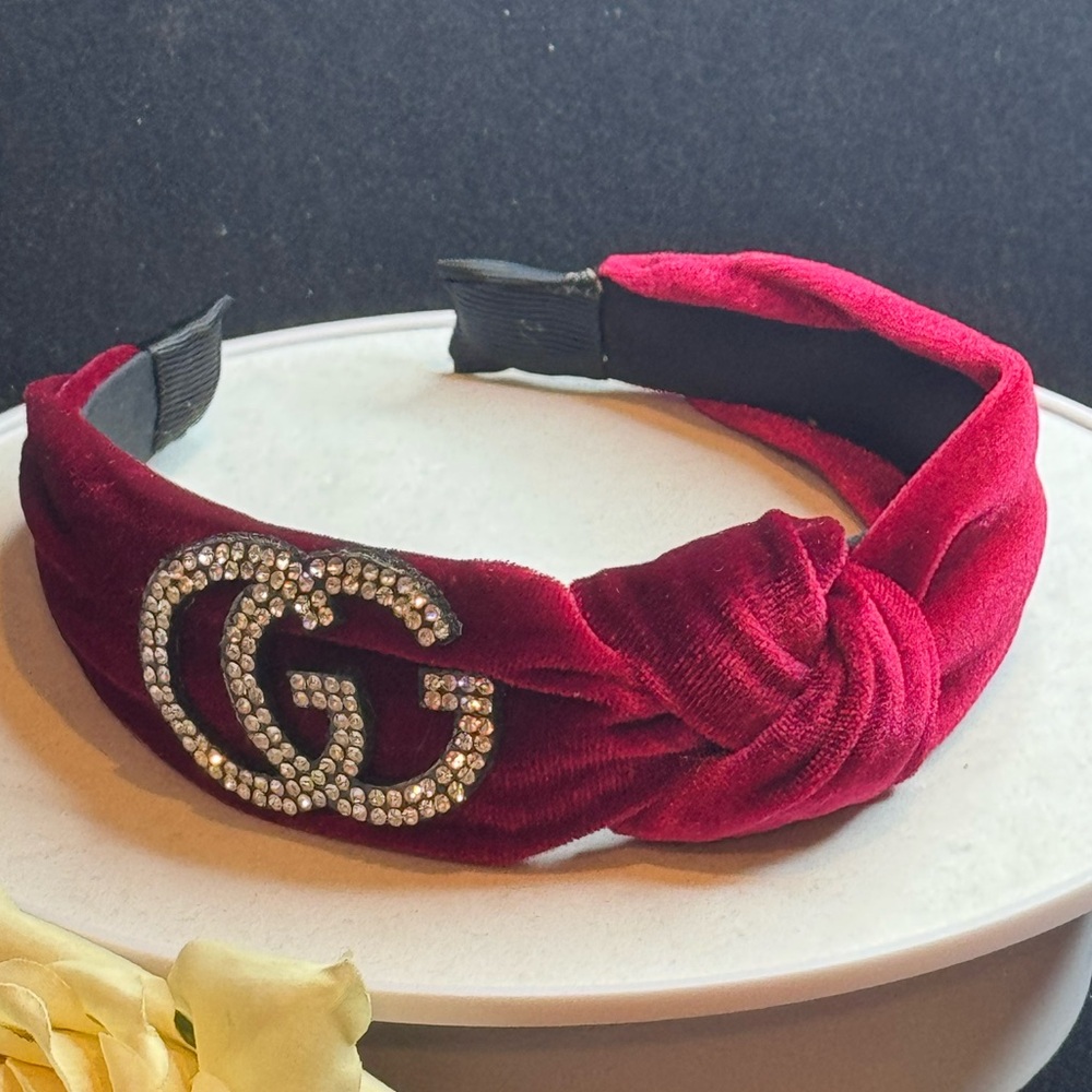 Red Velvet Rhinestone Headband